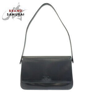 PRADA black enamel shoulder bag handbag